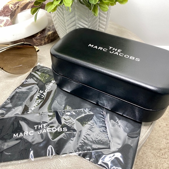 MARC JACOBS 59MM Aviator Sunglasses Gold Metal Frame & Brown Lens | New in Case - Picture 7 of 7